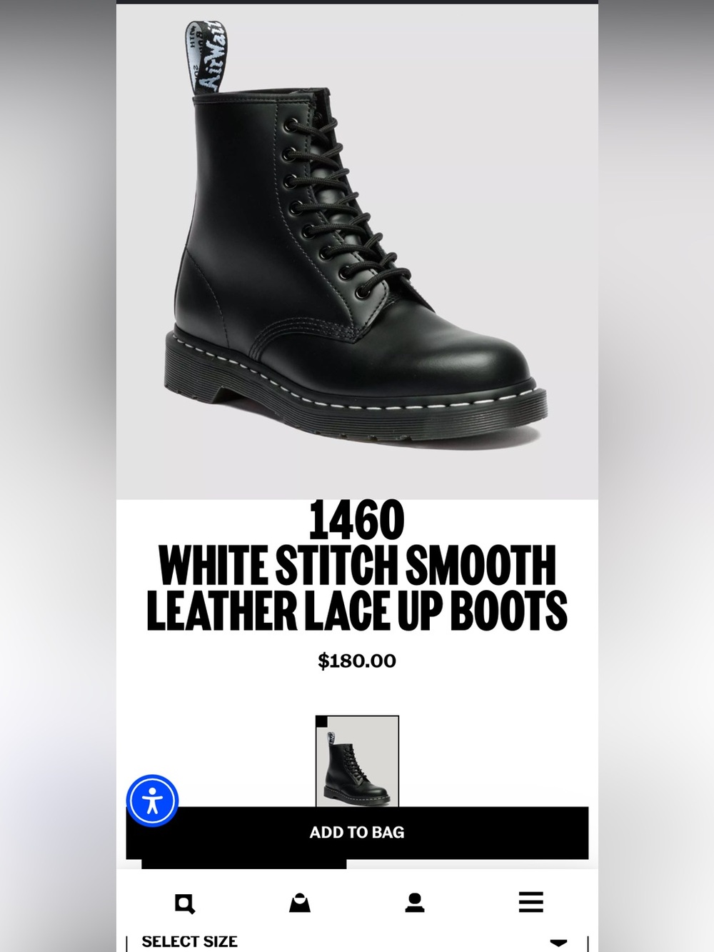 Dr. Doc Martens 1460 WS II Black Smooth Leather Combat Boots Mens Sz 13 NEW